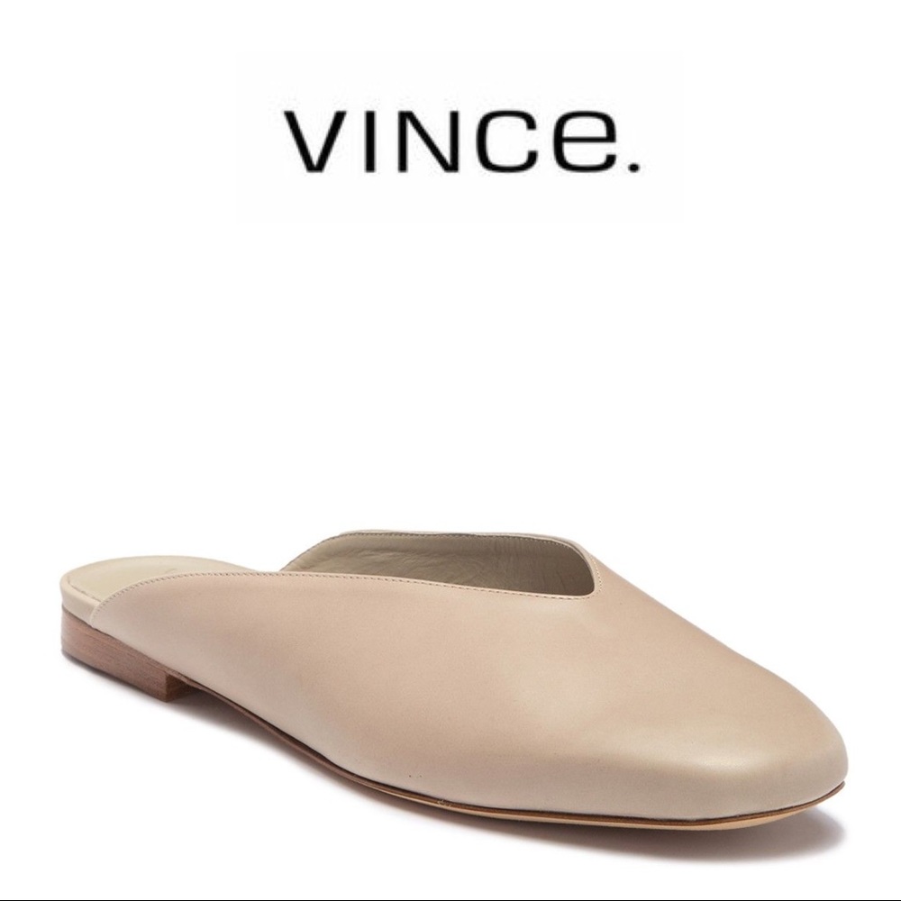 Vince Levins Leather Mules - Light Straw, 9.5